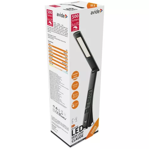 Asztali LED lámpa, Claude, kijelzős, 5W, 5000K, AVIDE, fekete