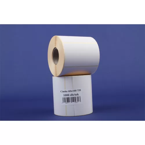 Etikett címke thermo, 60x100mm, tekercses, 1000 címke/tekercs fehér