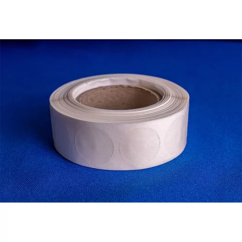Etikett címke, 20mm, körcímke tekercses, PP 1000 db/tekercs átlátszó