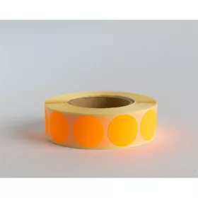   Etikett címke, 20mm, körcímke tekercses, 1000 címke/tekercs fluo narancs