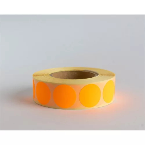 Etikett címke, 20mm, körcímke tekercses, 1000 címke/tekercs fluo narancs