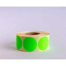  Etikett címke, 38mm, körcímke tekercses, 1000 címke/tekercs fluo zöld