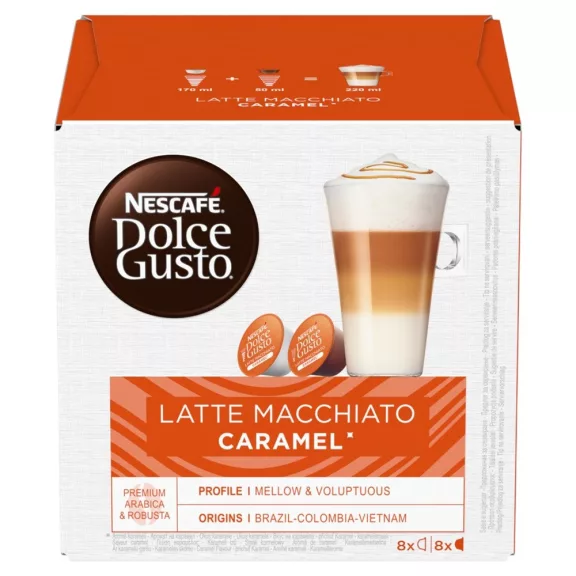 Kávékapszula, Nescafé Dolce Gusto Espresso Latte Macchiato, karamellás 8x2db kapszula Kávékapszula, Nescafé Dolce Gusto Espresso Latte Macchiato, karamellás 8x2db kapszula