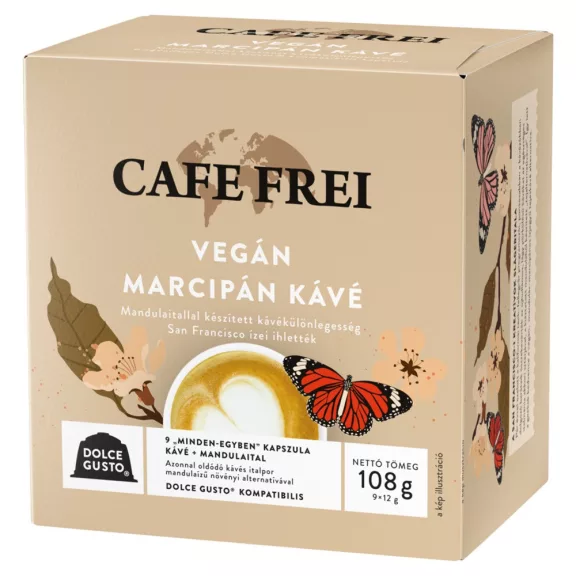 Kávékapszula, Dolce Gusto kompatibilis, Cafe Frei Vegán marcipán kávé 9db kapszula Kávékapszula, Dolce Gusto kompatibilis, Cafe Frei Vegán marcipán kávé 9db kapszula