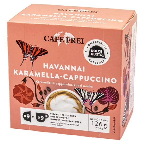 Kávékapszula, Dolce Gusto kompatibilis, Cafe Frei Havannai karamella-cappuccino 9db kapszula Kávékapszula, Dolce Gusto kompatibilis, Cafe Frei Havannai karamella-cappuccino 9db kapszula