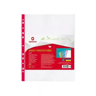   Genotherm lefűzhető, A4, PP 40 micron fényes Optima piros csíkkal 20 db/csomag