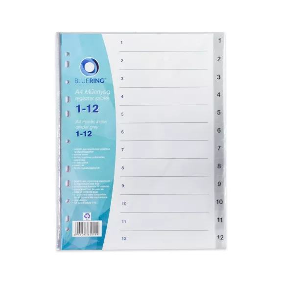 Regiszter műanyag 1-12 Bluering® szürke Regiszter műanyag 1-12 Bluering® szürke
