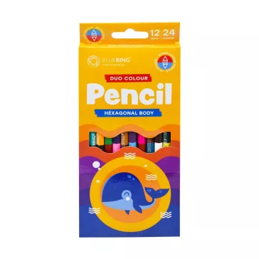  Színes ceruza készlet, kétvégű duocolor 12/24 szín Bluering® 24 klf. szín, 