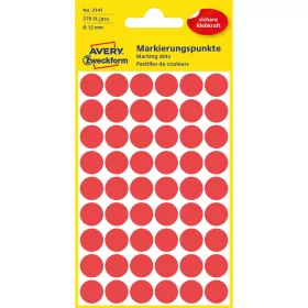   Etikett címke, o12mm, jelölésre, 54 címke/ív, 5 ív/doboz, Avery piros