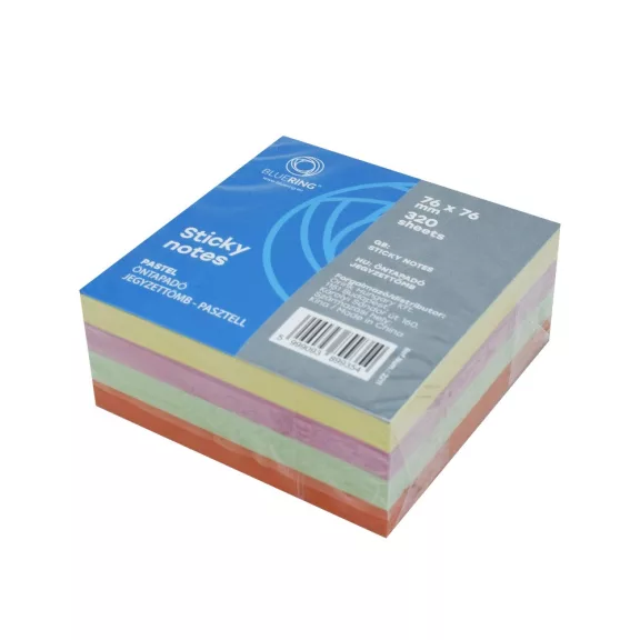 Jegyzettömb öntapadó, 75x75mm, 320lap, Bluering® , pasztell Jegyzettömb öntapadó, 75x75mm, 320lap, Bluering® , pasztell