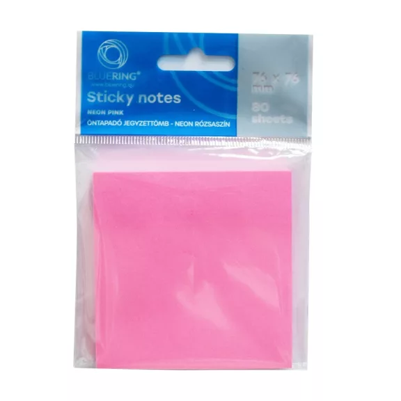 Jegyzettömb öntapadó, 76x76mm, 80lap, Bluering® , neon pink Jegyzettömb öntapadó, 76x76mm, 80lap, Bluering® , neon pink