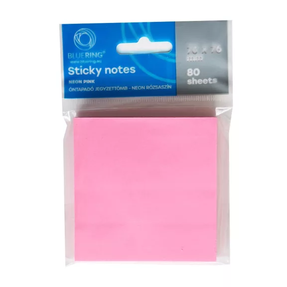 Jegyzettömb öntapadó, 76x76mm, 80lap, Bluering® , neon pink Jegyzettömb öntapadó, 76x76mm, 80lap, Bluering® , neon pink