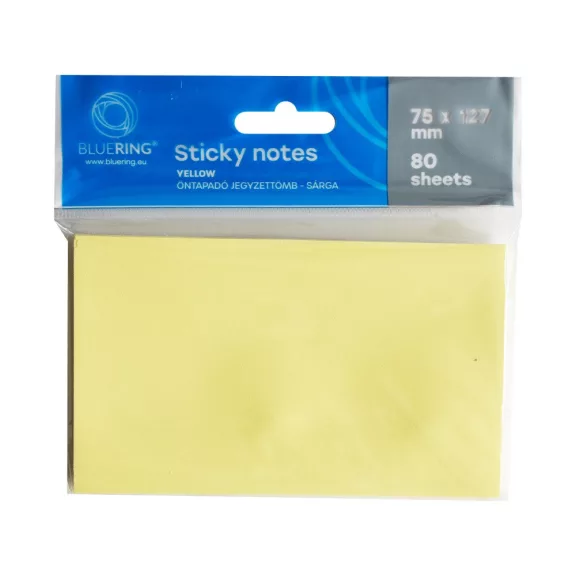 Jegyzettömb öntapadó, 76x127mm, 80lap, Bluering® , sárga Jegyzettömb öntapadó, 76x127mm, 80lap, Bluering® , sárga