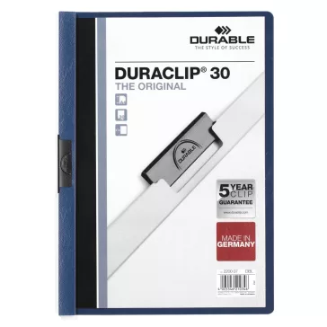 Klip mappa 30lap Durable Duraclip®, sötétkék