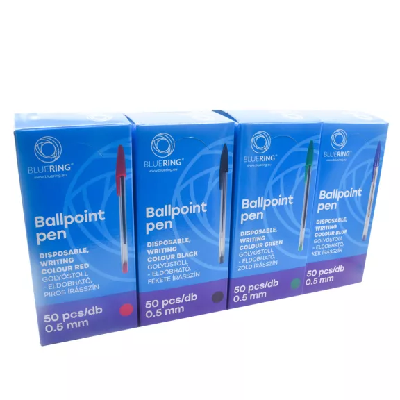 Golyóstoll eldobható kupakos Bluering®, írásszín piros Golyóstoll eldobható kupakos Bluering®, írásszín piros
