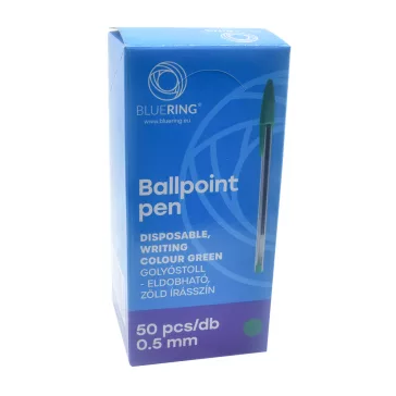   Golyóstoll eldobható kupakos Bluering® , írásszín zöld
