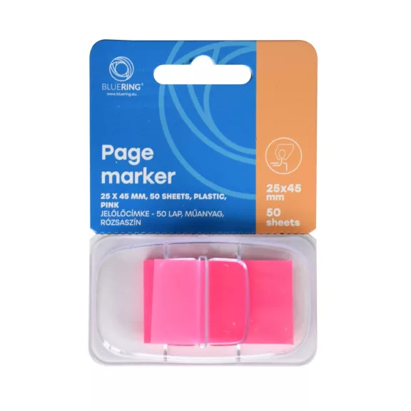 Jelölőcímke 25x45mm, 50lap, műanyag Bluering® pink Jelölőcímke 25x45mm, 50lap, műanyag Bluering® pink