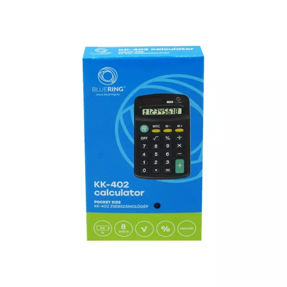Zsebszámológép 8 digit KK-402 Bluering® Zsebszámológép 8 digit KK-402 Bluering®