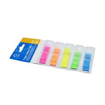   Jelölőcímke 12x45mm, 5x25lap, műanyag 5szín/bliszter, kemény tokos adagolóban Bluering®