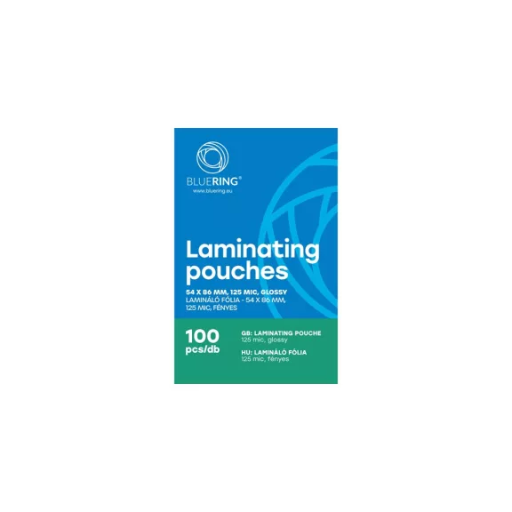 Lamináló fólia 54x86mm, 125 micron 100 db/doboz, Bluering® Lamináló fólia 54x86mm, 125 micron 100 db/doboz, Bluering®