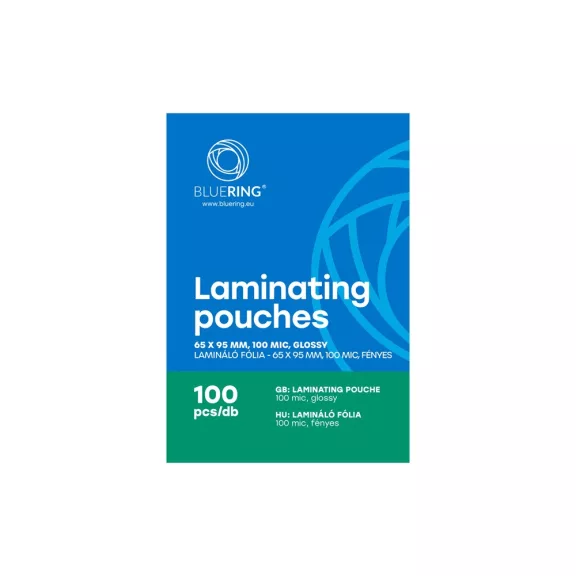 Lamináló fólia 65x95mm, 100 micron 100 db/doboz, Bluering® Lamináló fólia 65x95mm, 100 micron 100 db/doboz, Bluering®