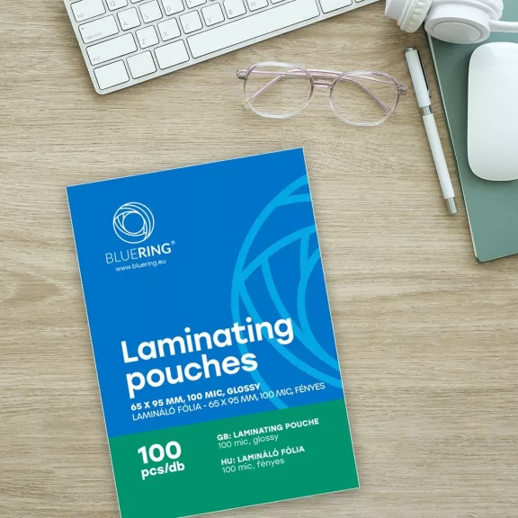 Lamináló fólia 65x95mm, 100 micron 100 db/doboz, Bluering® Lamináló fólia 65x95mm, 100 micron 100 db/doboz, Bluering®