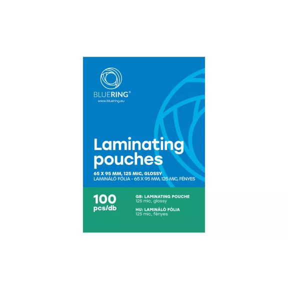 Lamináló fólia 65x95mm, 125 micron 100 db/doboz, Bluering® Lamináló fólia 65x95mm, 125 micron 100 db/doboz, Bluering®