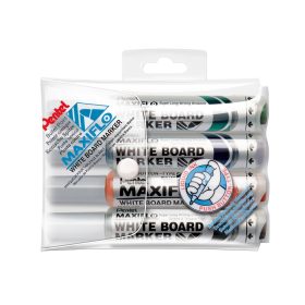   Táblamarker készlet, 2,5mm, kerek hegyű, Pentel Maxiflo, 4 klf. szín