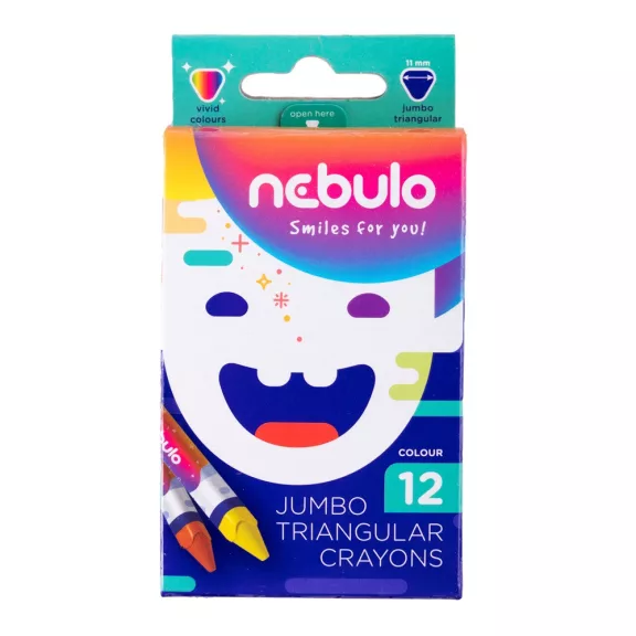 Zsírkréta készlet, háromszög vastag Nebulo, 12 klf. szín Zsírkréta készlet, háromszög vastag Nebulo, 12 klf. szín