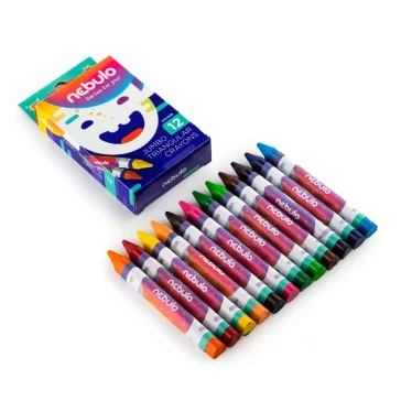   Zsírkréta készlet, háromszög vastag Nebulo, 12 klf. szín