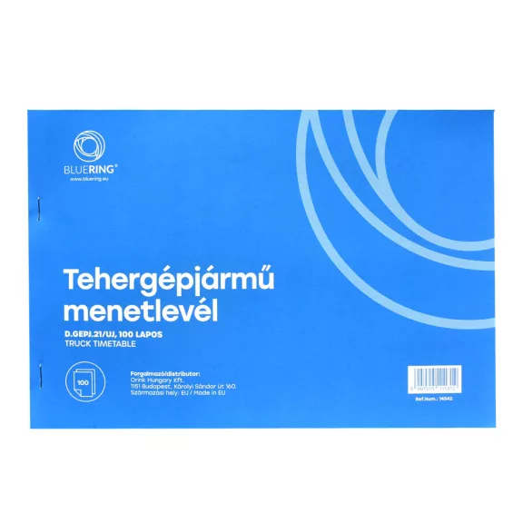 Tehergépjármű menetlevél A4, 100 lapos D.GEPJ.21/UJ Bluering® Tehergépjármű menetlevél A4, 100 lapos D.GEPJ.21/UJ Bluering®