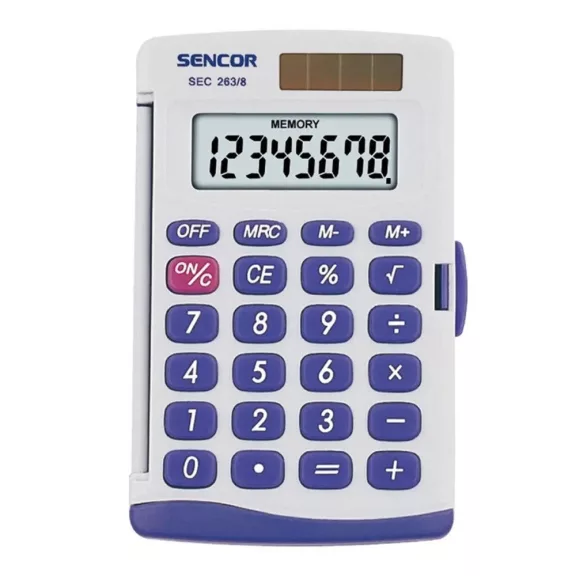 Zsebszámológép 8 digit kijelző Sencor SEC263/8 szürke Zsebszámológép 8 digit kijelző Sencor SEC263/8 szürke