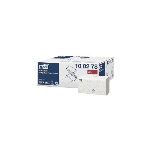 Kéztörlő 2 rétegű Z hajtogatású 200 lap/csomag 15 csomag/karton Extra Soft Singlefold H3 Tork_100278 hófehér