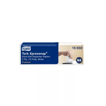   Szalvéta adagolóba 2 rétegű 1/2 hajtású 10,7 x 16,5 cm 1000 lap/csomag Premium Xpressnap® Extra Soft N4 Tork_15850 fehér