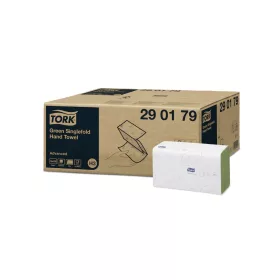   Kéztörlő 2 rétegű Z hajtogatású 250 lap/csomag 15 csomag/karton Singlefold H3 Tork_290179 zöld