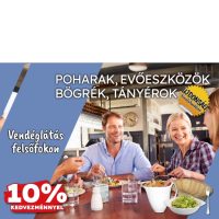 Poharak, bögrék, tányérok és evőeszközök 10% kedvezménnyel!